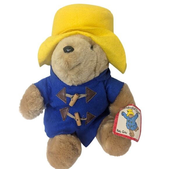 VINTAGE SEARS Kids Gifts PADDINGTON BEAR Plush Stuffed Yellow Hat Pea Coat NWT - Picture 1 of 9